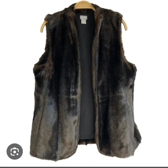 🍂🍁☕️Chico’s Rich Chocolate Brown Faux Fur Vest - Picture 4 of 4